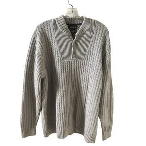 Eddie Bauer Cotton Henley Sweater Mens Beige Size Tall L